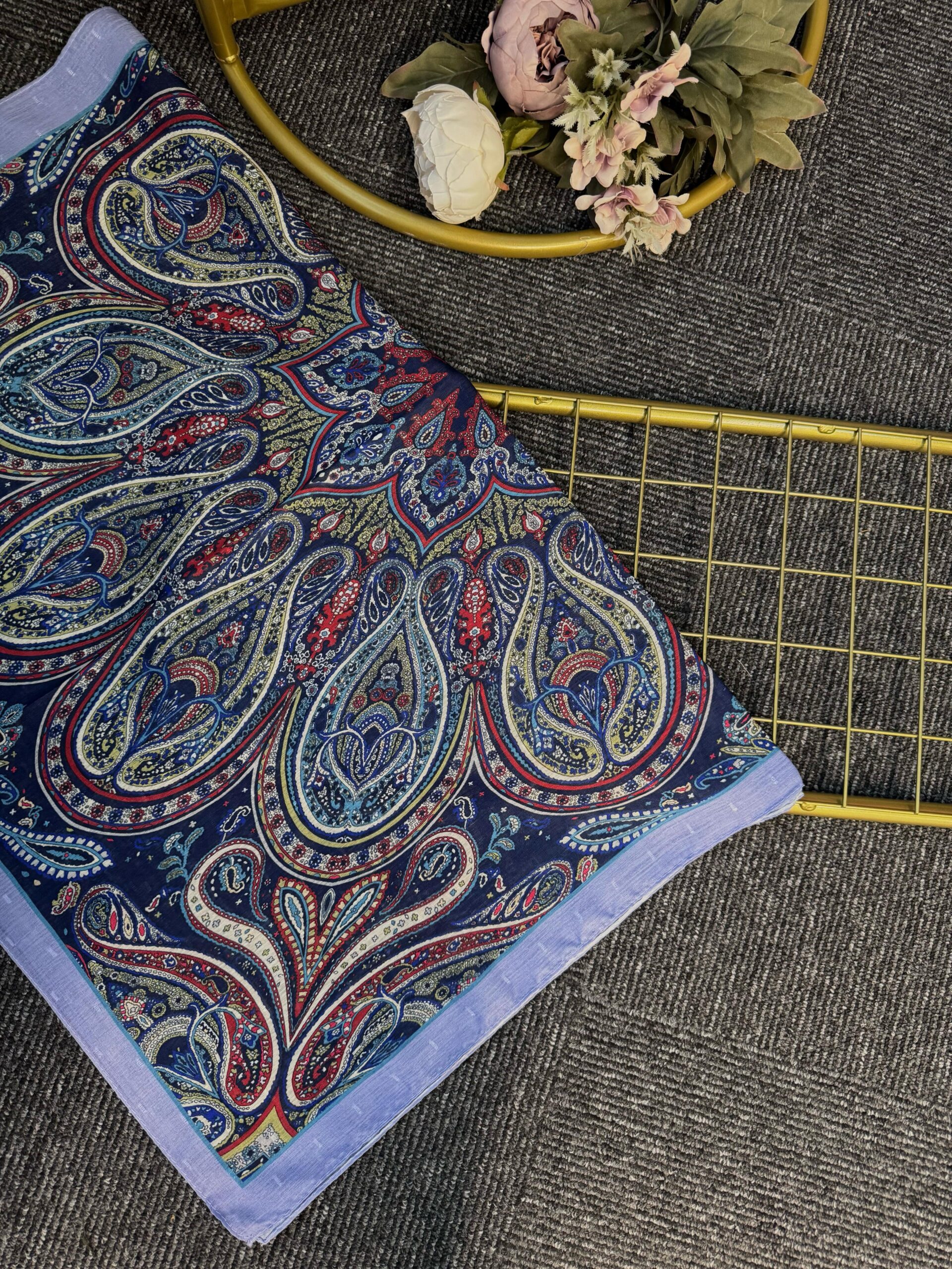 Desenname Pamuk Şal-406465-Turkuaz