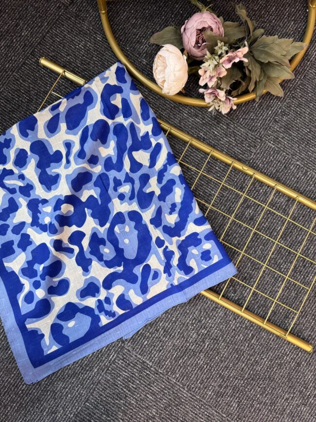 Gölge Motif Pamuk Şal-383561-Bebe Mavi