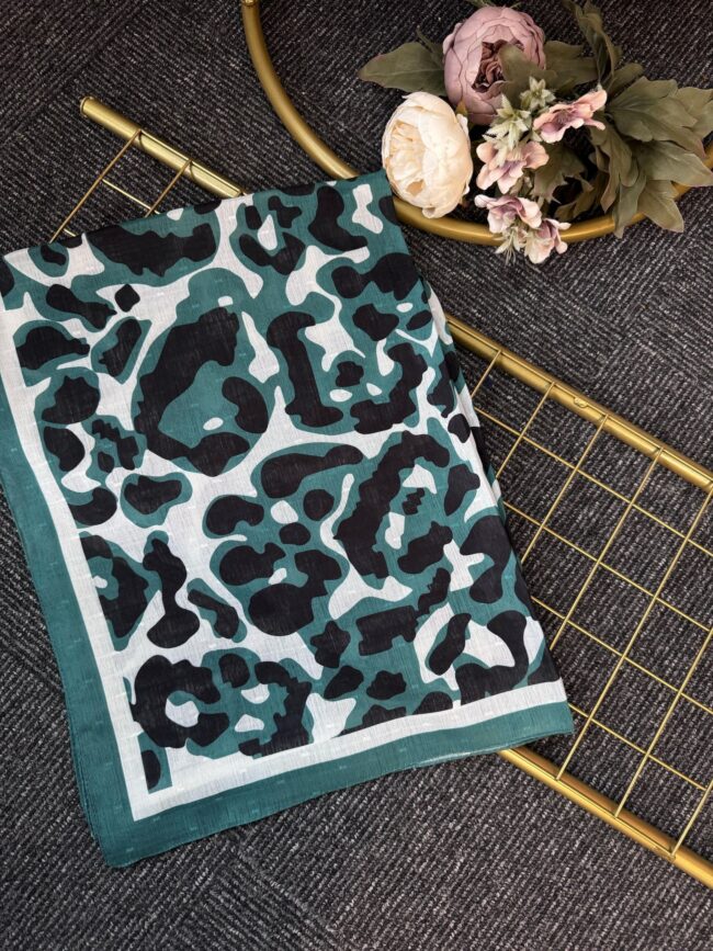 Gölge Motif Pamuk Şal-383561-Zümrüt