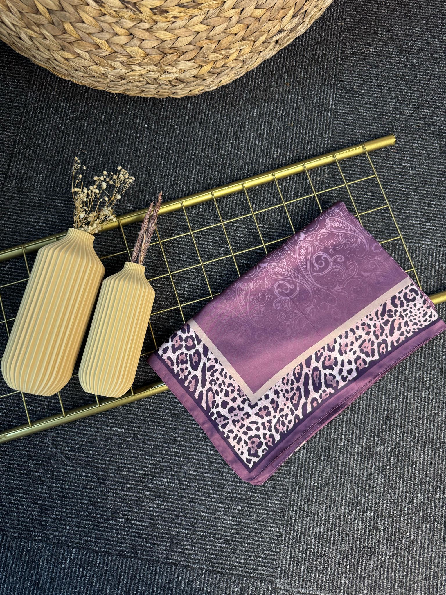 Leopar Detaylı Pamuk İpek Şal-456654-Yasemin Gölgesi