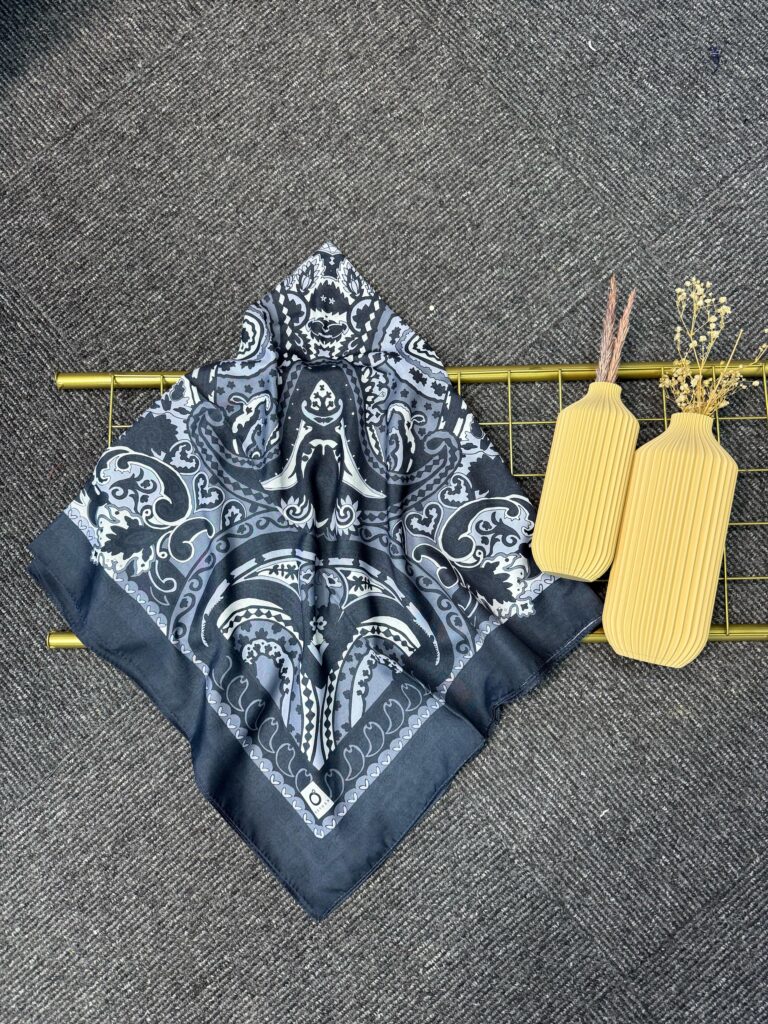 Etro Desen Pamuk Soft Eşarp 27091 -Duman Grisi