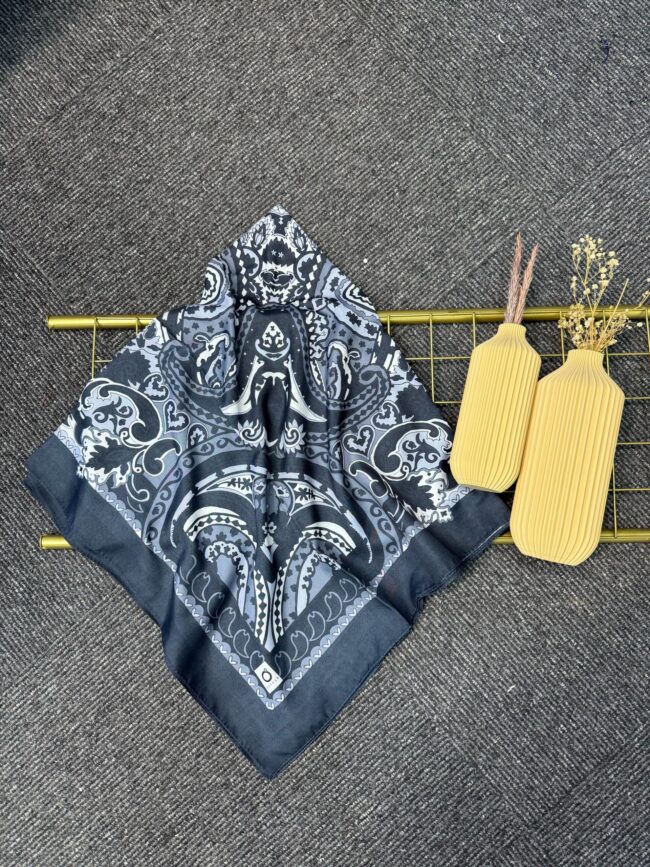 Etro Desen Pamuk Soft Eşarp 27091 -Duman Grisi