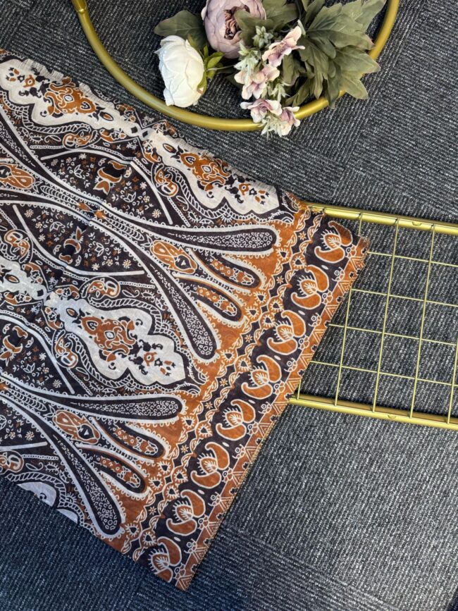 Retro Rüzgarı Pamuk Soft Şal-089605-Tarçın