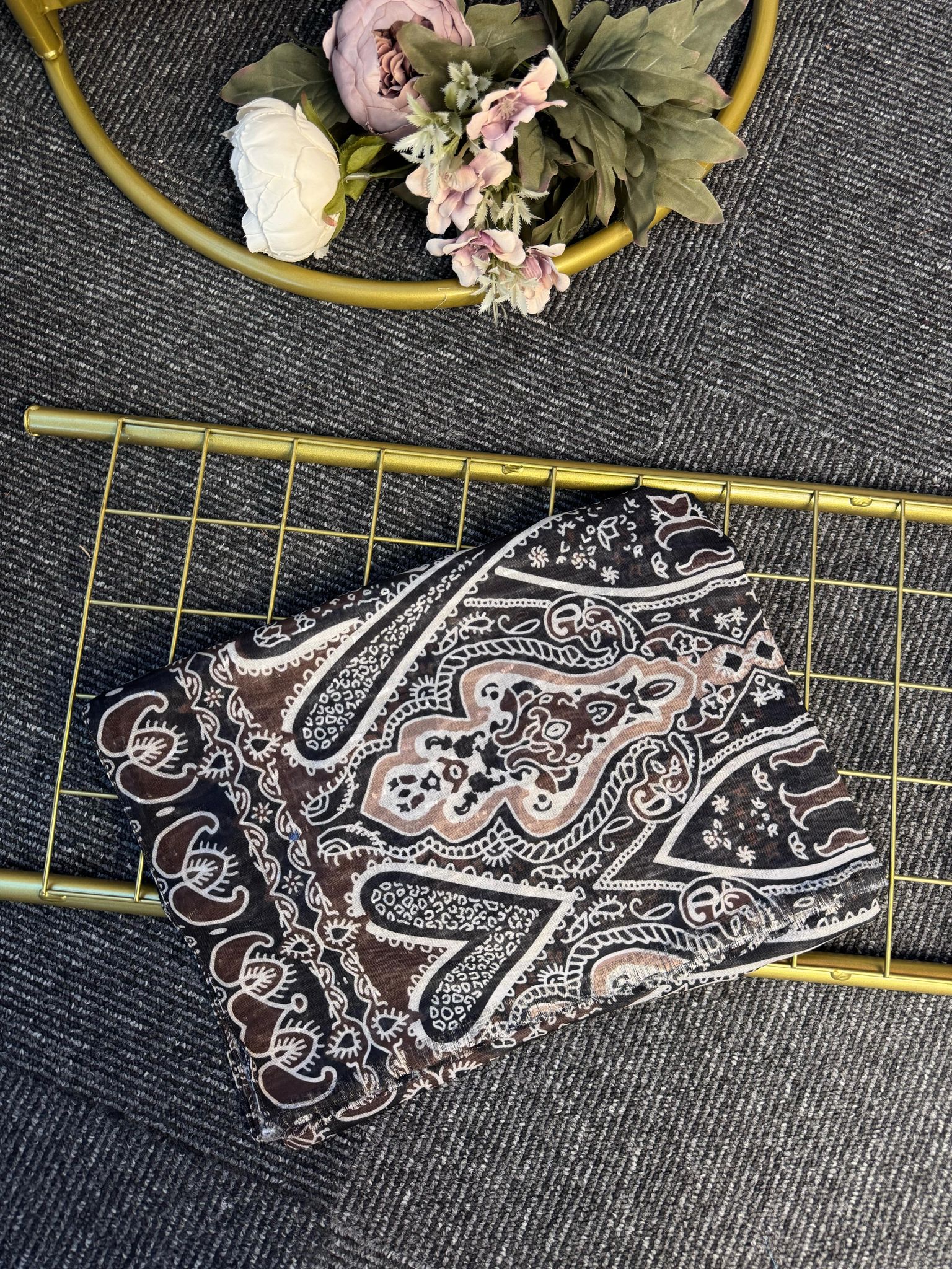 Retro Rüzgarı Pamuk Soft Şal-089605-Acıkahve