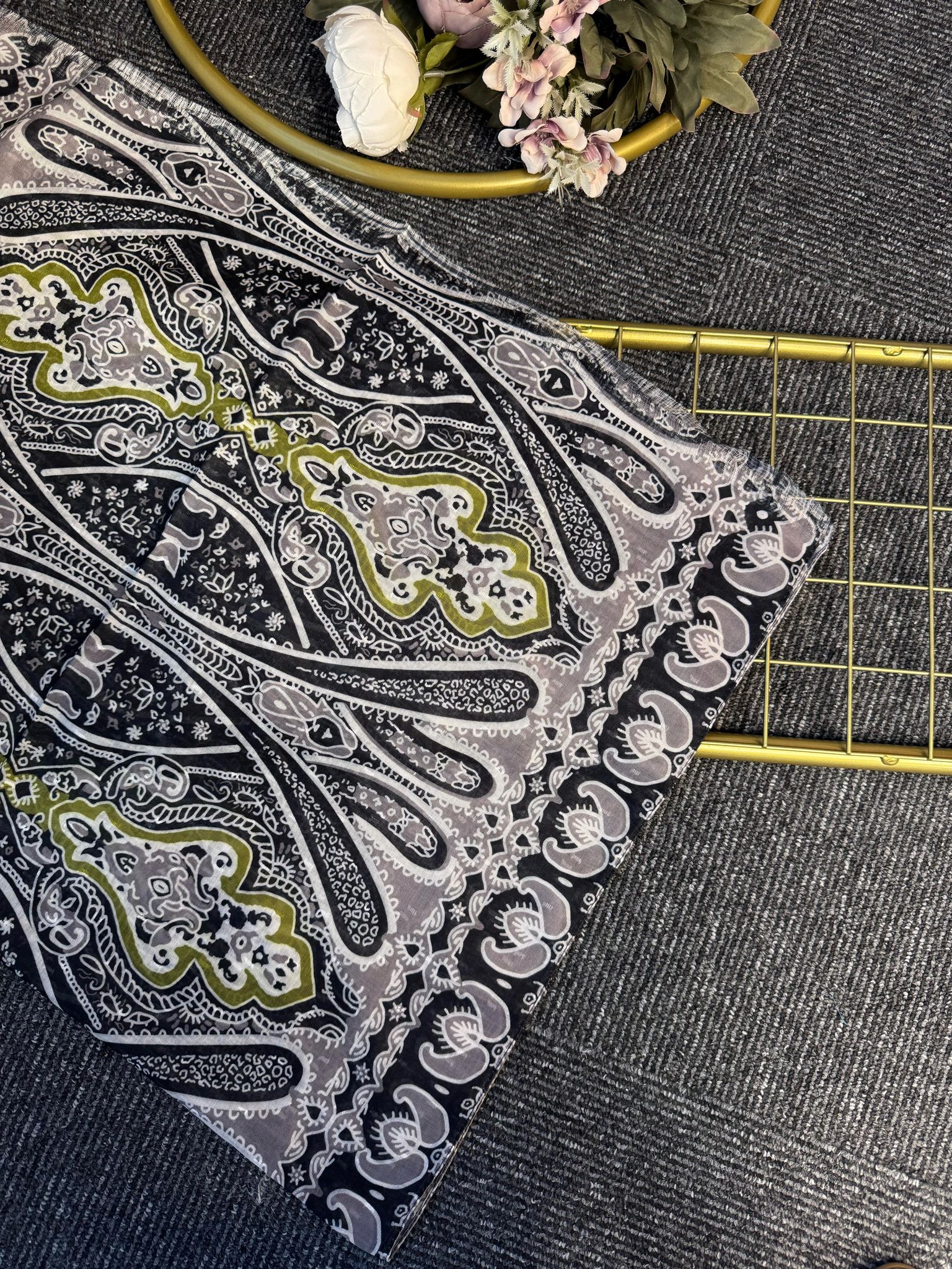 Retro Rüzgarı Pamuk Soft Şal-089605-Zeytin Yeşili