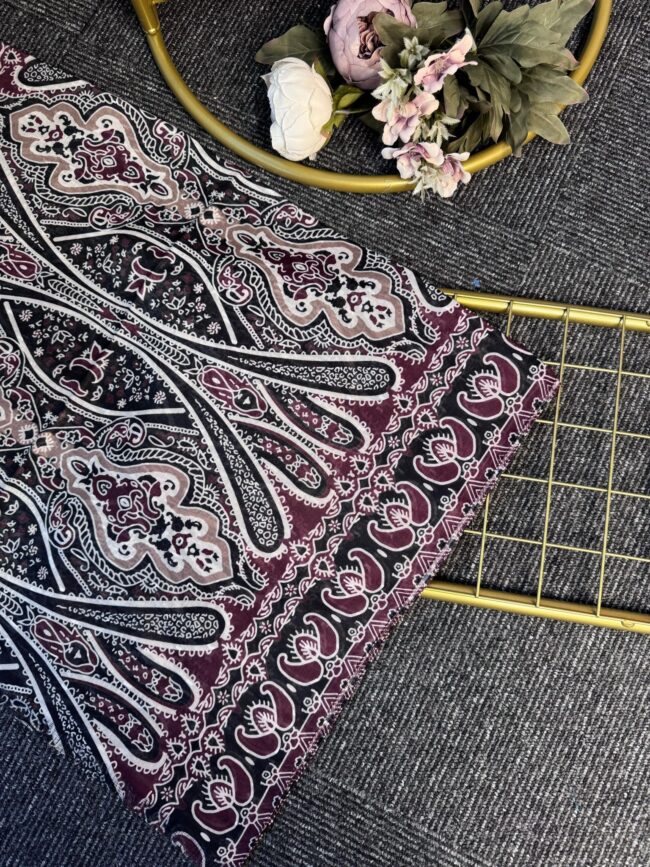 Retro Rüzgarı Pamuk Soft Şal-089605-Bordo