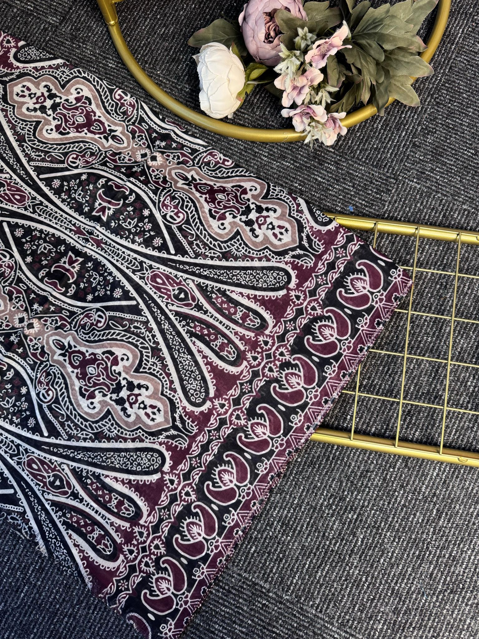 Retro Rüzgarı Pamuk Soft Şal-089605-Bordo