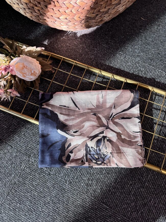 Dalgaların Dansı Naturel Pamuk Şal-443444-Füme