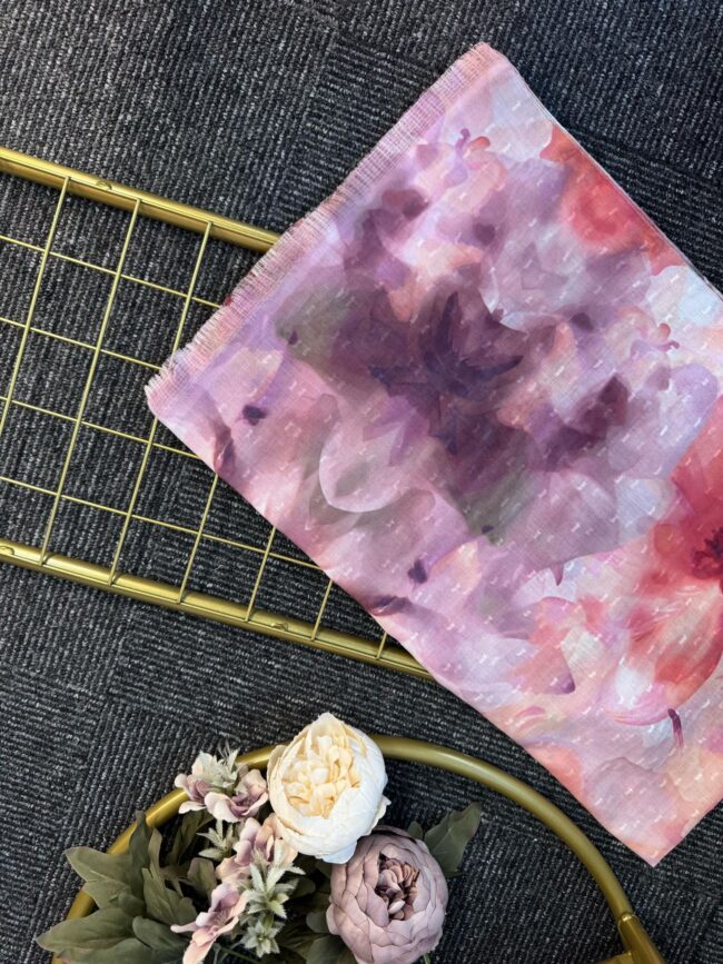 Floral Paısley Naturel Pamuk Desen Şal -741852-Soleya