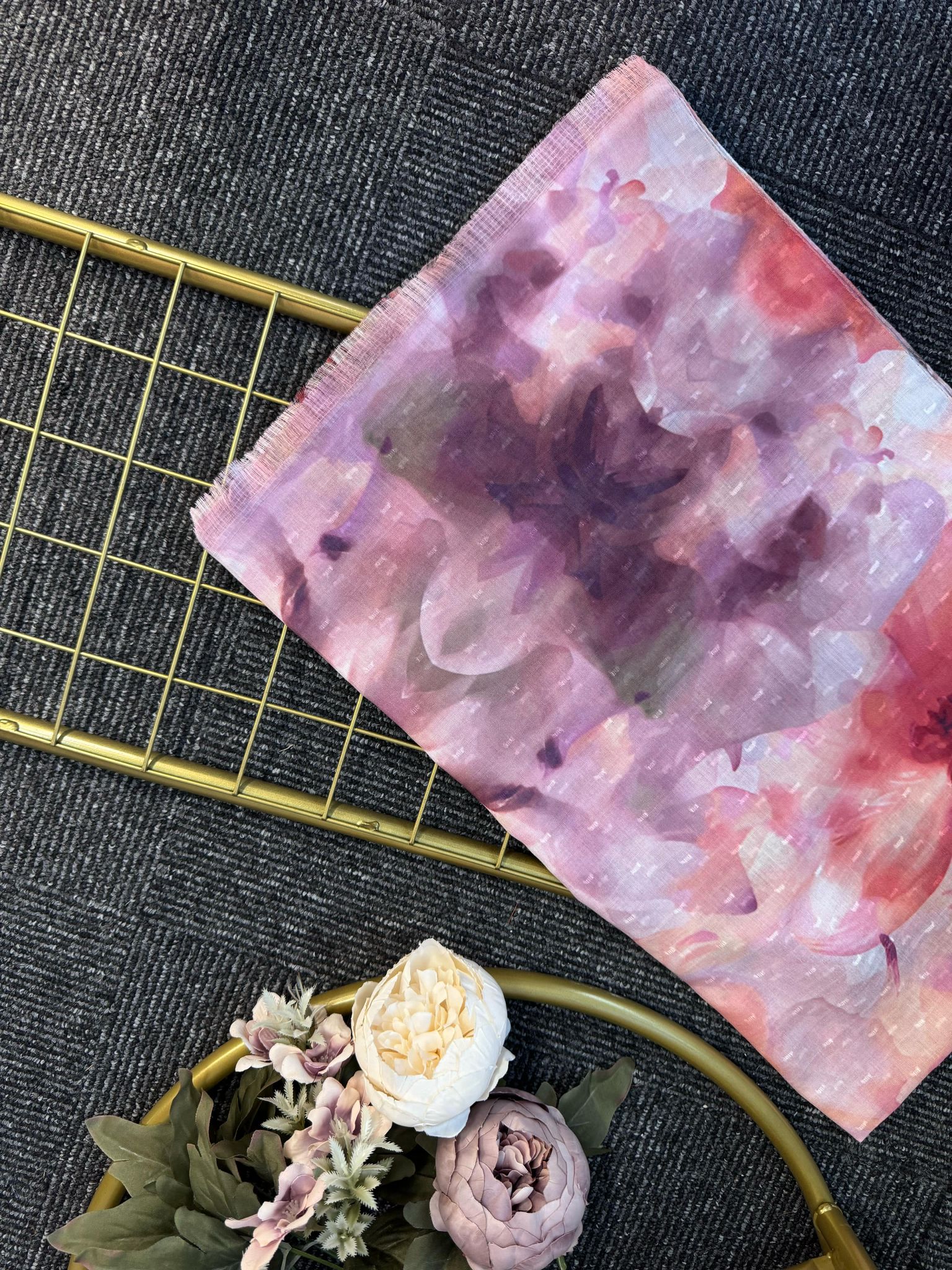 Floral Paısley Naturel Pamuk Desen Şal -741852-Gün Doğumu