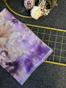 Floral Paısley Naturel Pamuk Desen Şal -741852-Orkide Ruhu