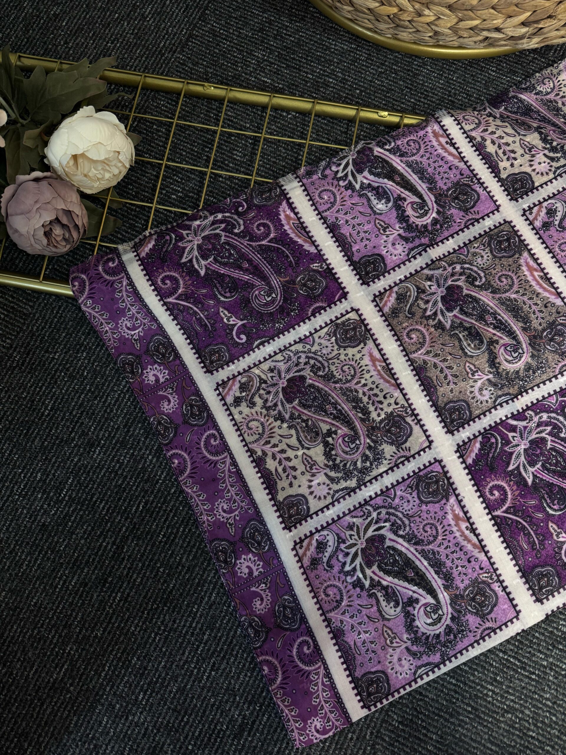 Zemheri Motif Pamuk  Şal-665544-Leylak