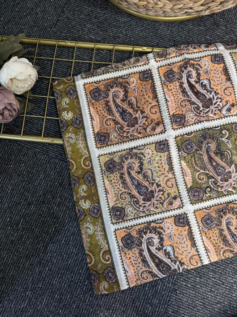 Zemheri Motif Pamuk  Şal-665544-Yağ Yeşil