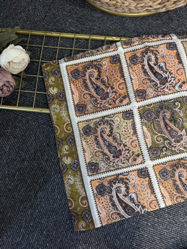 Zemheri Motif Pamuk  Şal-665544-Yağ Yeşil