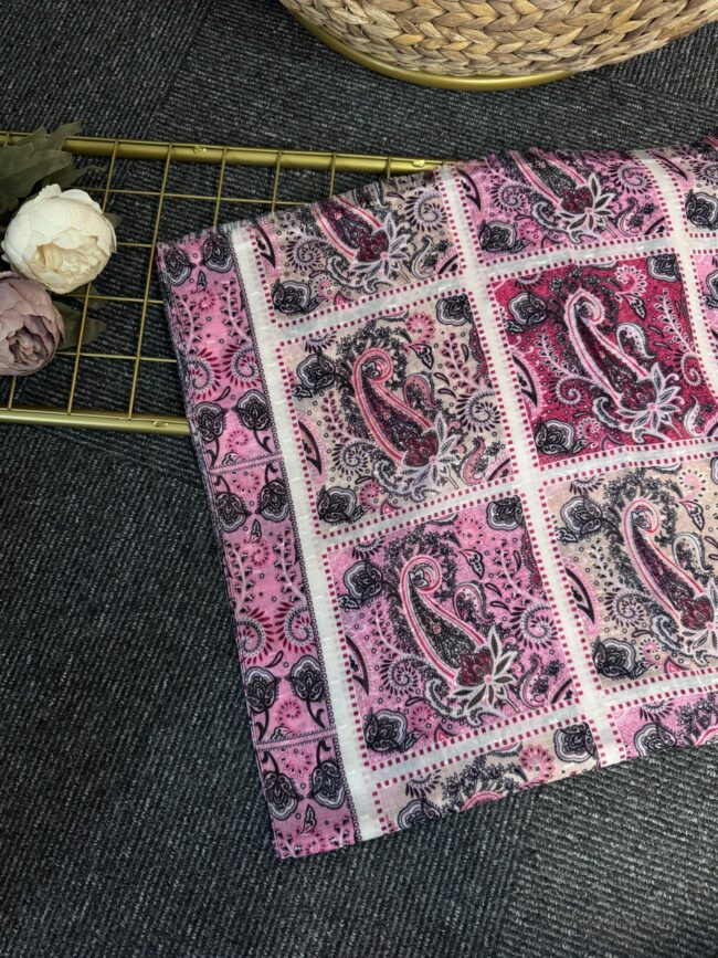 Zemheri Motif Pamuk  Şal-665544-Şeker Pembe