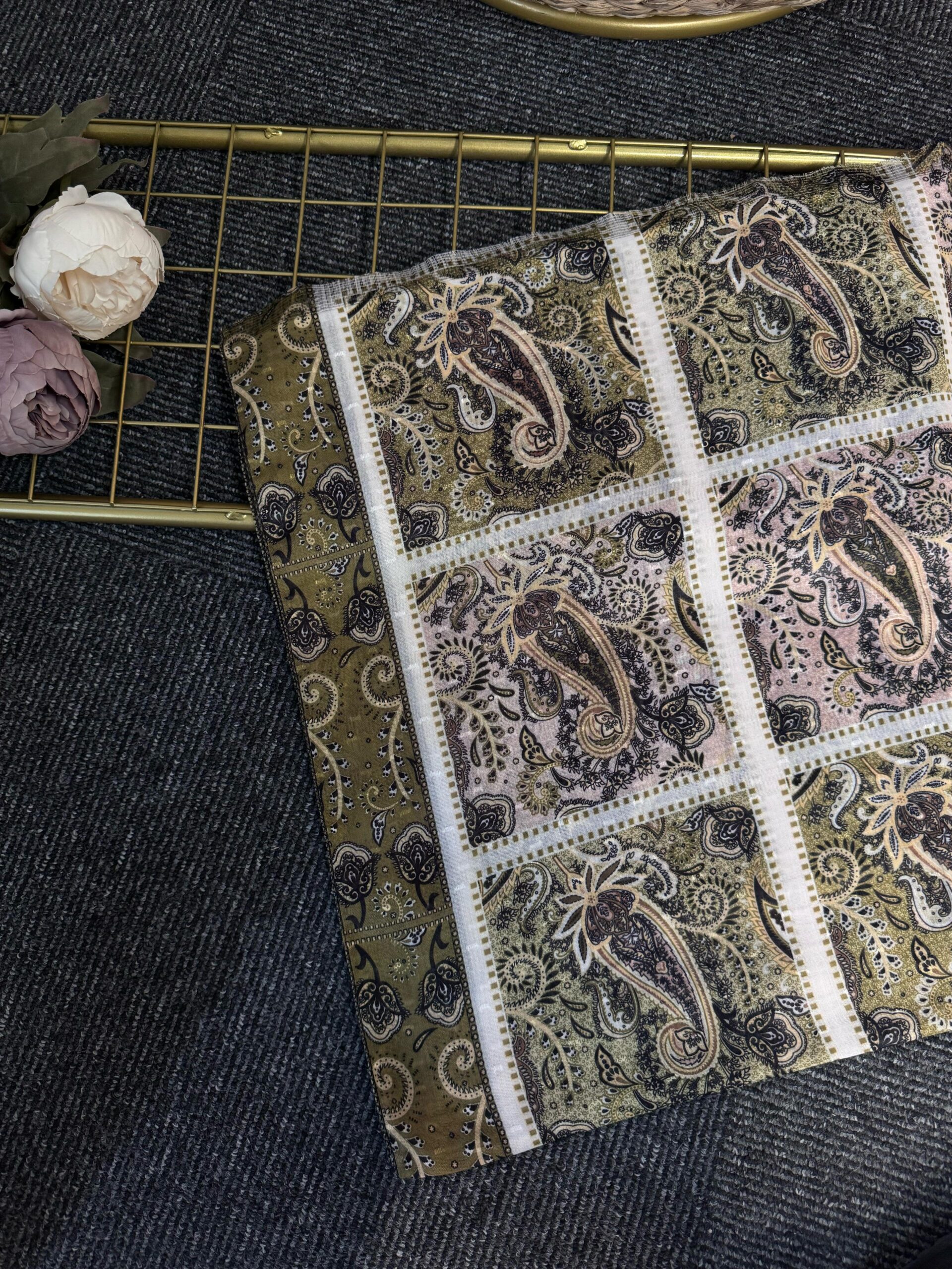 Zemheri Motif Pamuk  Şal-665544-Çağla Yeşili