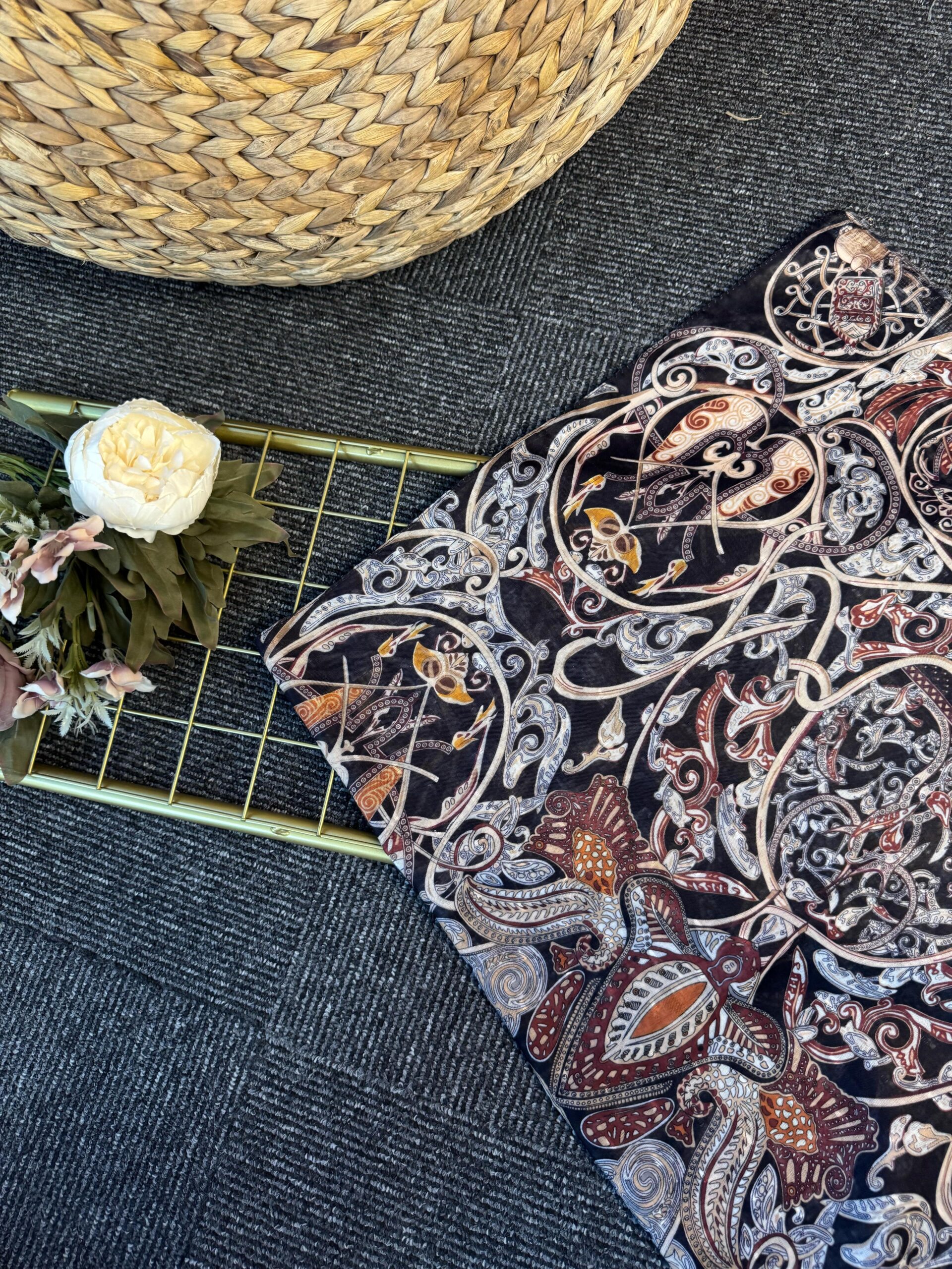 Saray Bahçesi Naturel İpek Şal-658945-Fildişi