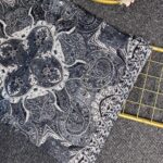 Miras Paisley  Doğal Pamuk Şal-Pamuk Şekeri -Gece Mavi