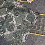 Miras Paisley  Doğal Pamuk Şal-Zeytin Yeşili