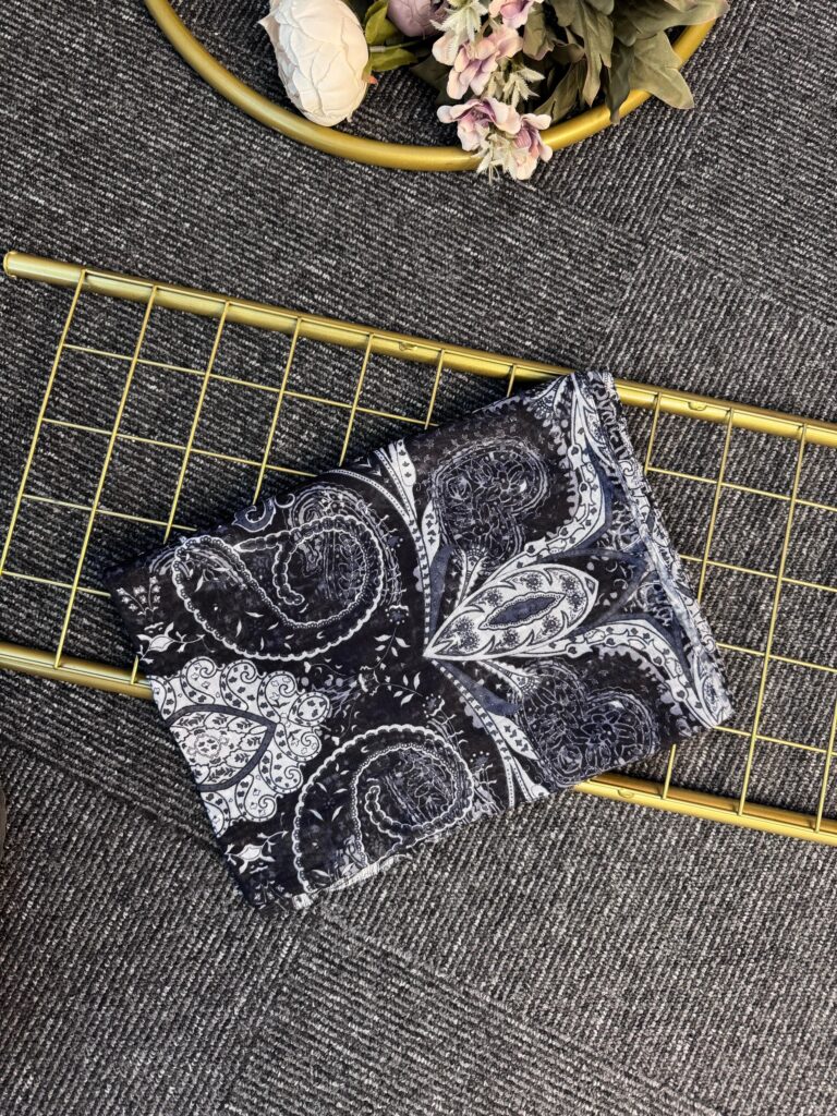 Miras Paisley  Doğal Pamuk Şal-Siyah