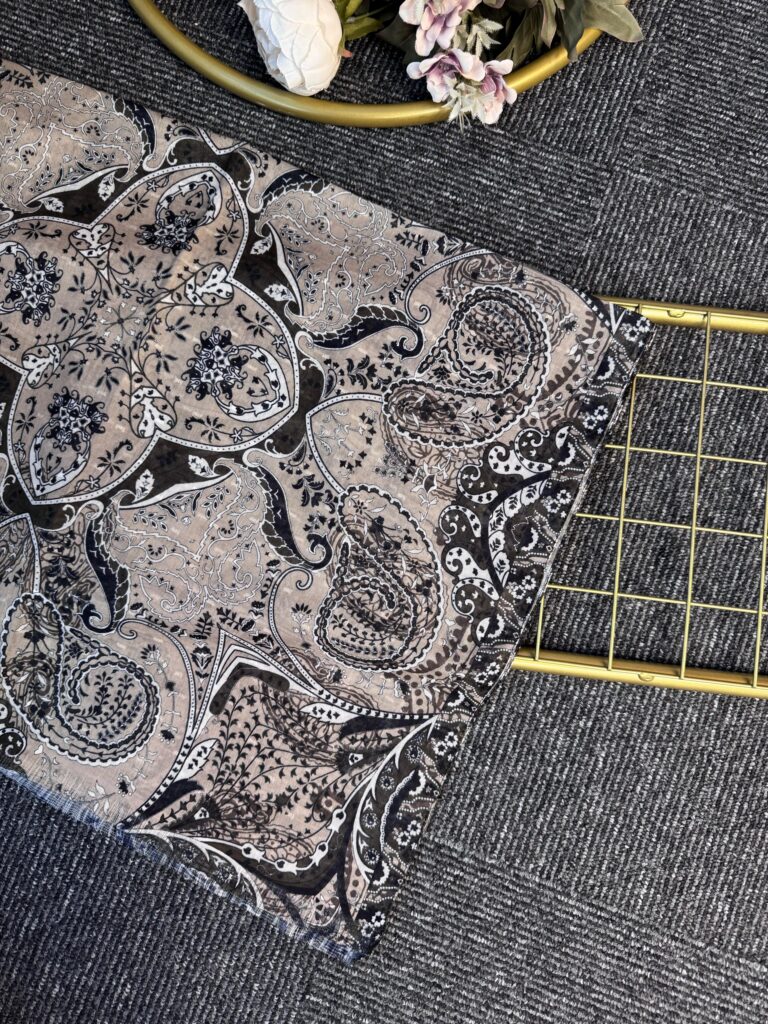 Miras Paisley  Doğal Pamuk Şal-Kahve