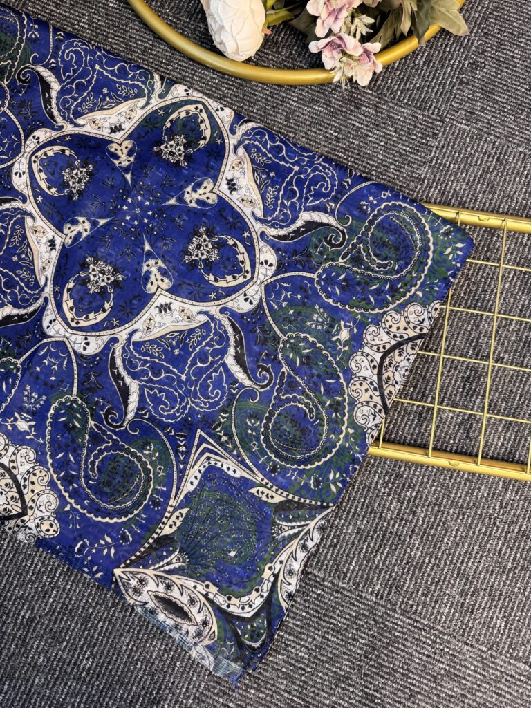 Miras Paisley  Doğal Pamuk Şal-Petrol