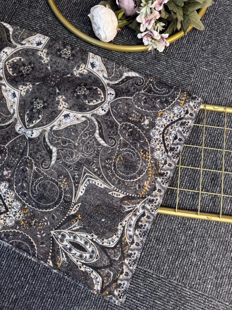 Miras Paisley  Doğal Pamuk Şal-Pamuk Şekeri -Hardal