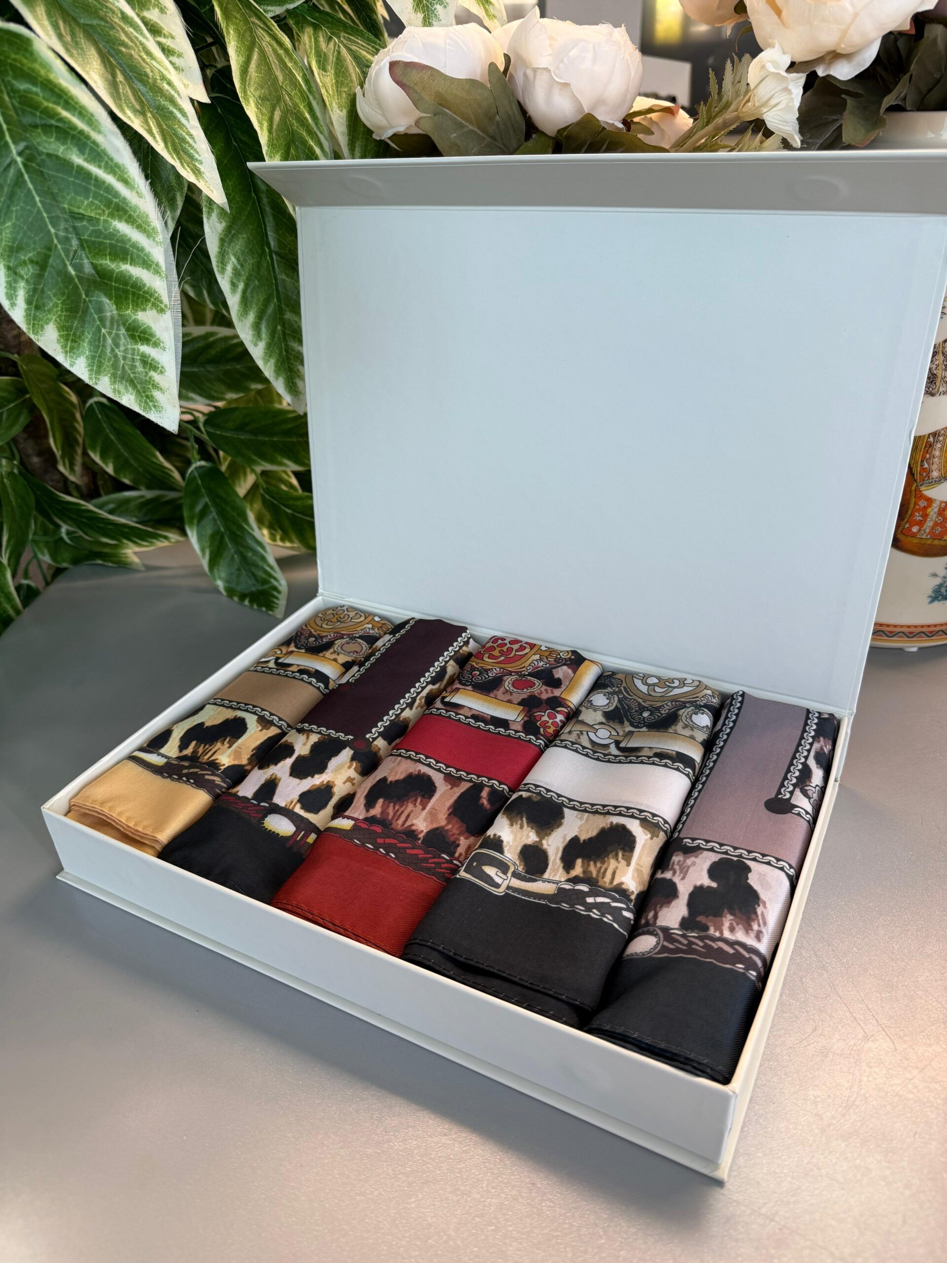 Hermes Leopar 5'li Pamuk Şal Seti