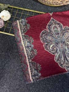 Bohem Ruh Pamuk Şal-678456- Vişne