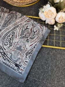 Zamansız Motif Vual İpek Şal-487934-Füme