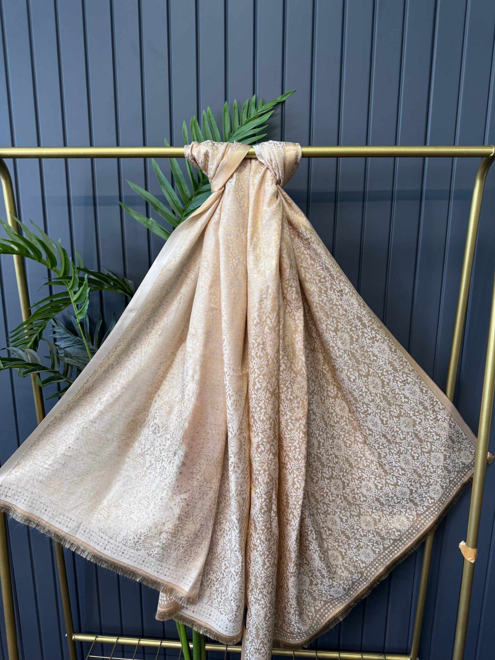 Mihri Etnik Desen Kaşmir Şal -321456-Gold