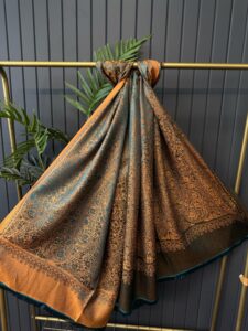 Alin  Etnik Desen Kaşmir Şal -321457-Zümrüt