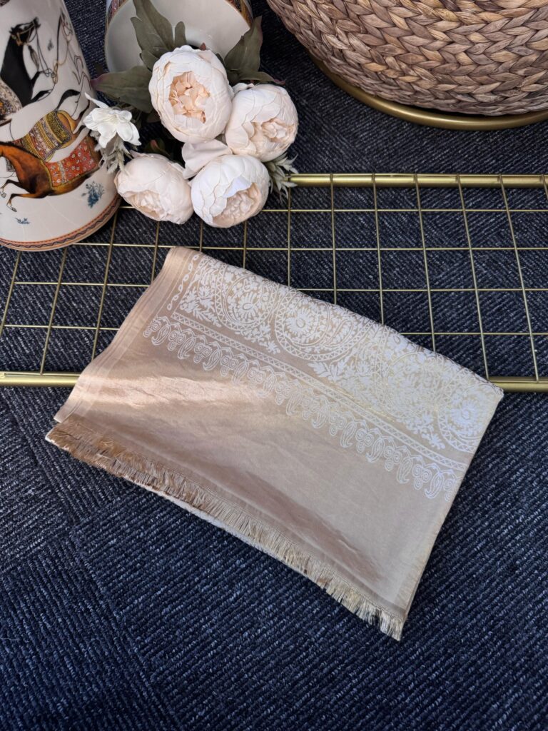 Alin  Etnik Desen Kaşmir Şal -321457-Gold