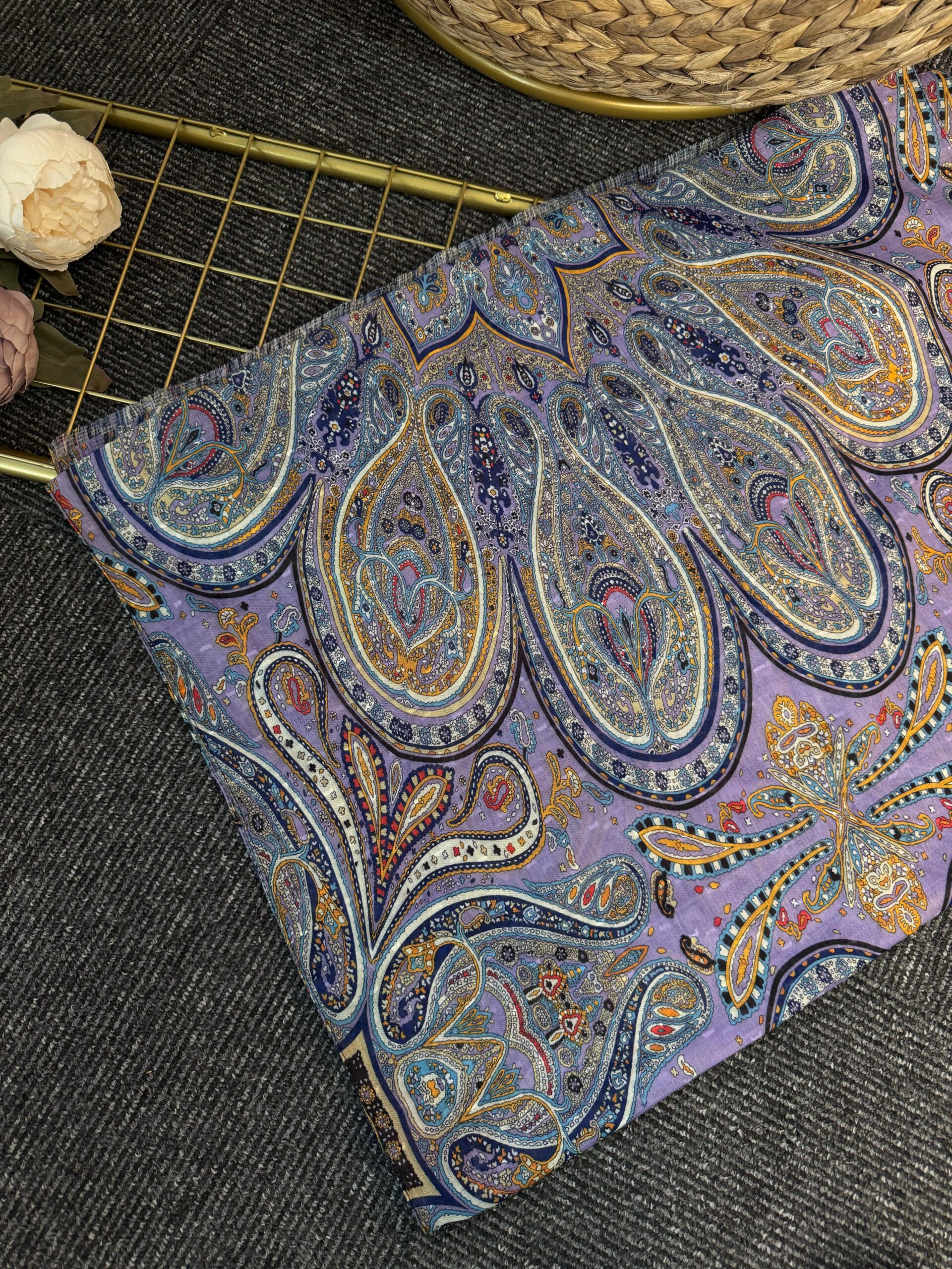 Sarmaşık  Pamuk  Şal-565106-Lila