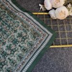 Vintage  Desen Naturel ipek Şal-010203-Zümrüt