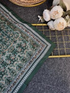 Vintage  Desen Naturel ipek Şal-010203-Zümrüt