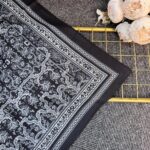 Vintage  Desen Naturel ipek Şal-010203-Siyah