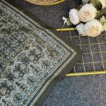 Vintage  Desen Naturel ipek Şal-010203-Haki