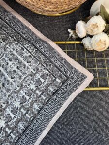 Vintage  Desen Naturel ipek Şal-010203-TAŞ