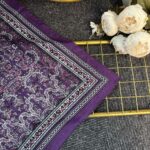 Vintage  Desen Naturel ipek Şal-010203-Mor