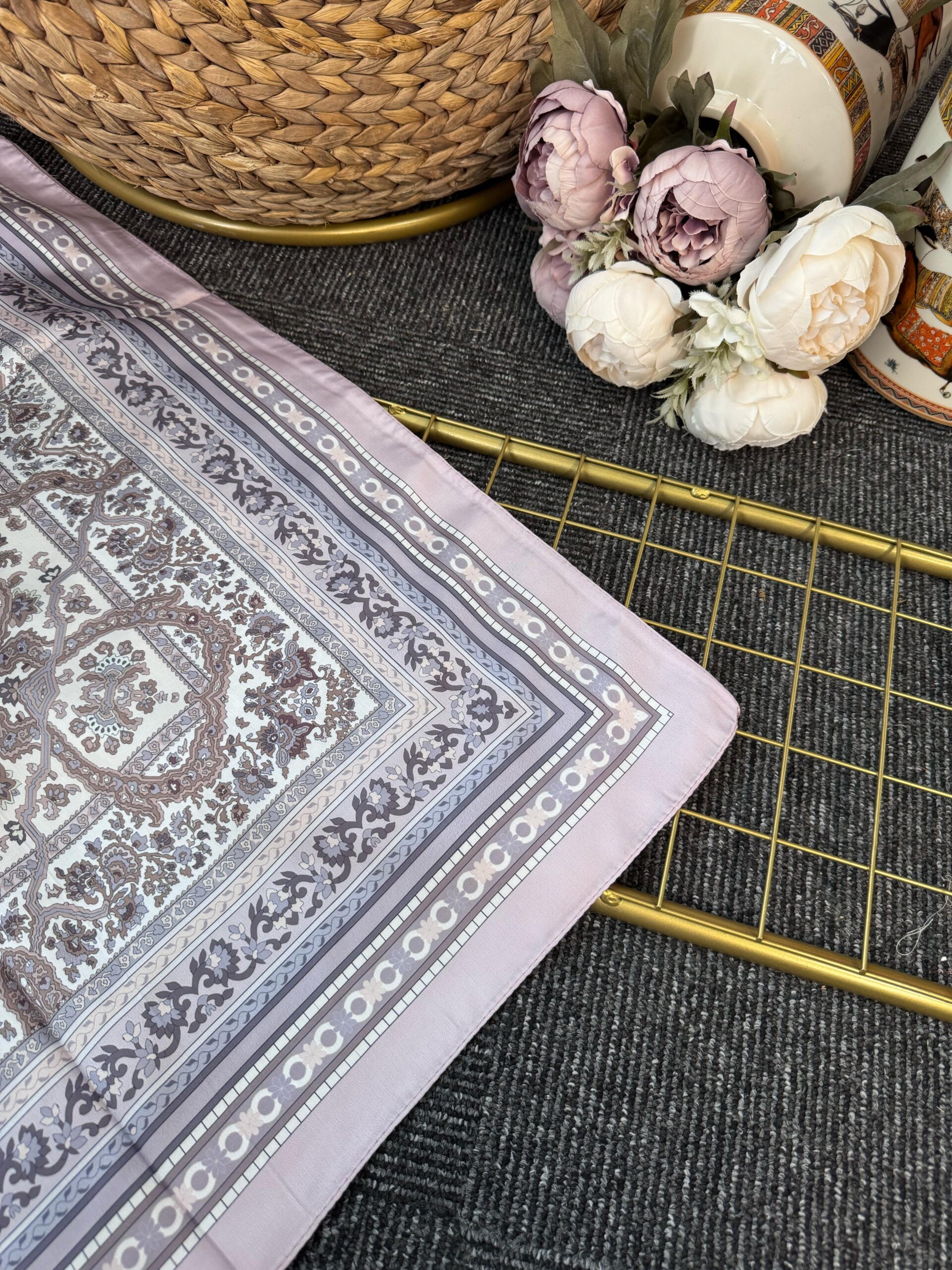 Lavinya Vual İpek Şal -4031152-Lila