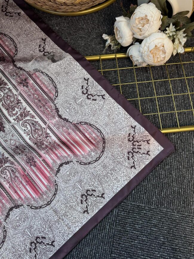 Diamond  Desen Vual İpek Şal-030405-Kahve