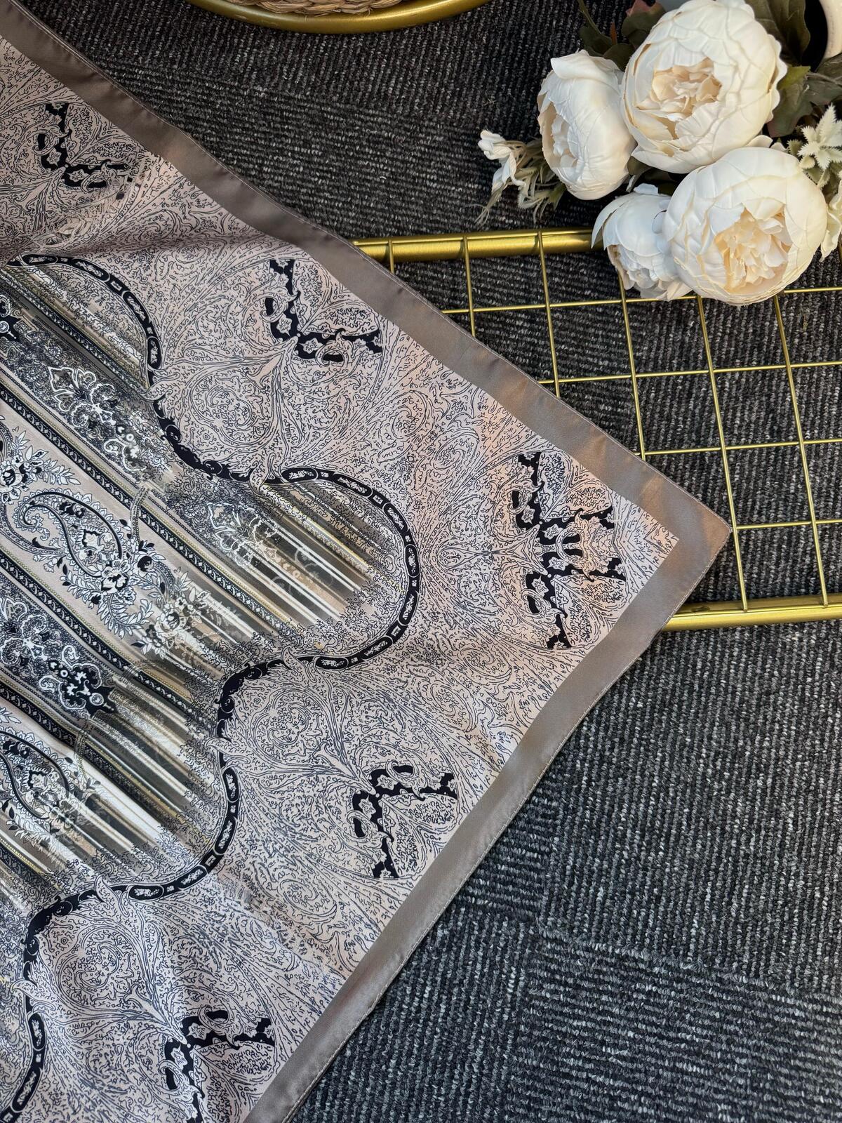 Diamond  Desen Vual İpek Şal-030405-Latte