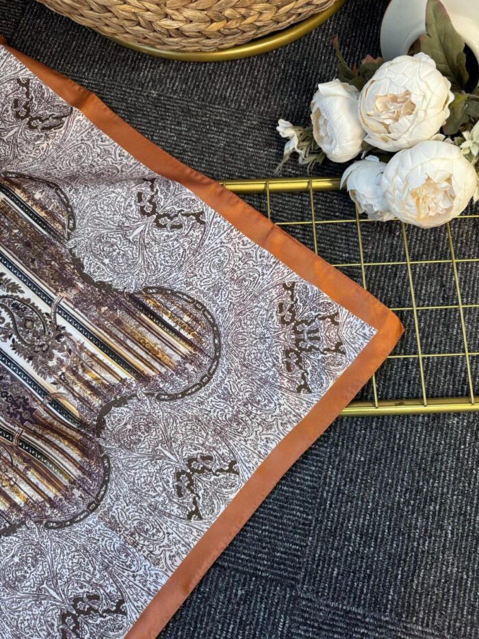 Diamond Desen Vual İpek Şal-030405-Tarçın