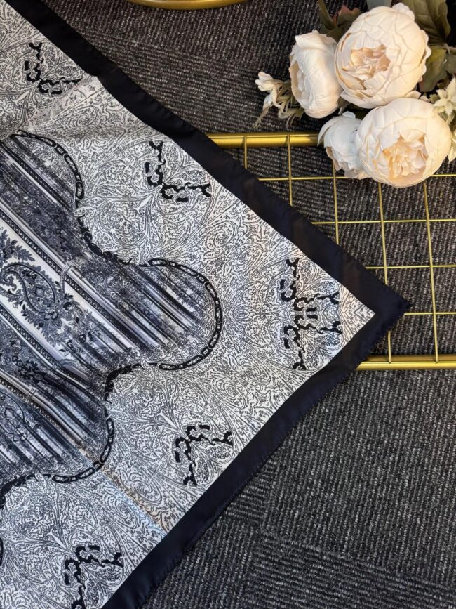 Diamond  Desen Vual İpek Şal-030405-Siyah