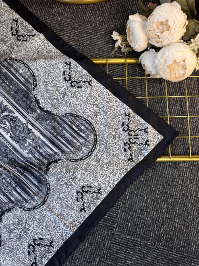 Diamond  Desen Vual İpek Şal-030405-Siyah