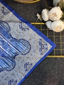 Diamond  Desen Vual İpek Şal-030405-Mavi