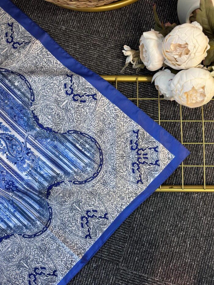 Diamond  Desen Vual İpek Şal-030405-Mavi