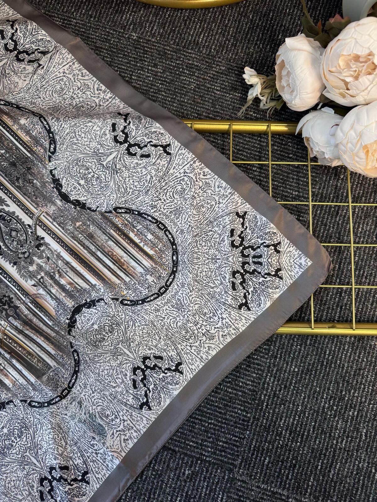 Diamond  Desen Vual İpek Şal-030405-Mocha