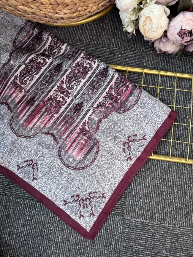 Solea  Desen Pamuk Soft Şal-040506-Bordo